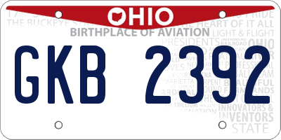 OH license plate GKB2392