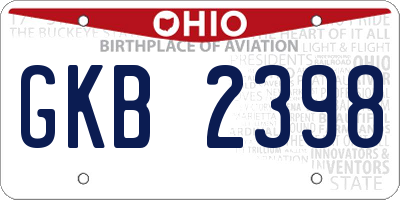 OH license plate GKB2398