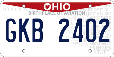 OH license plate GKB2402