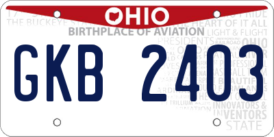 OH license plate GKB2403