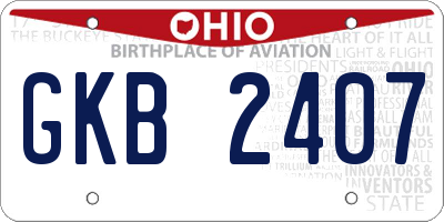 OH license plate GKB2407