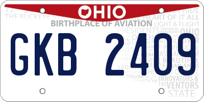 OH license plate GKB2409