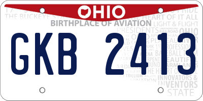 OH license plate GKB2413