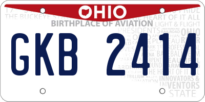 OH license plate GKB2414