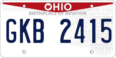 OH license plate GKB2415
