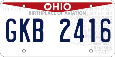 OH license plate GKB2416