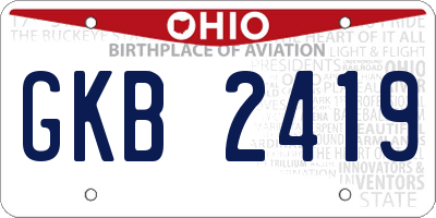 OH license plate GKB2419