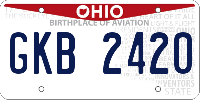OH license plate GKB2420