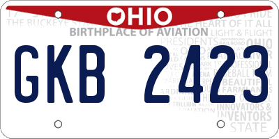 OH license plate GKB2423