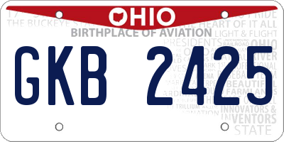 OH license plate GKB2425