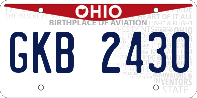 OH license plate GKB2430