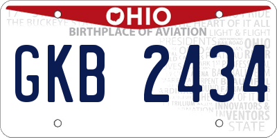 OH license plate GKB2434