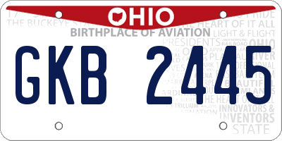 OH license plate GKB2445