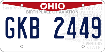 OH license plate GKB2449