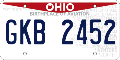 OH license plate GKB2452