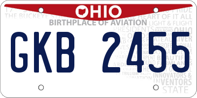 OH license plate GKB2455
