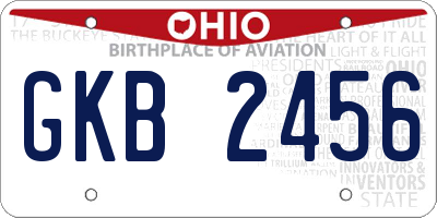 OH license plate GKB2456