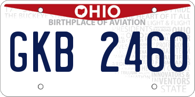 OH license plate GKB2460