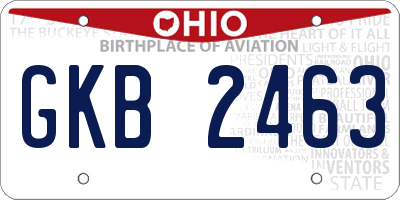 OH license plate GKB2463