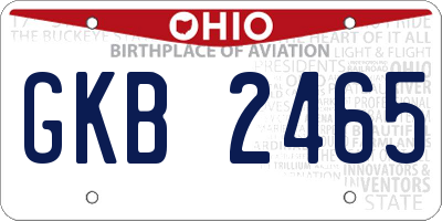 OH license plate GKB2465