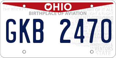 OH license plate GKB2470