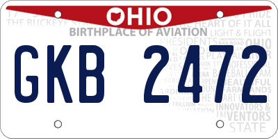 OH license plate GKB2472