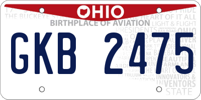 OH license plate GKB2475