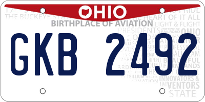 OH license plate GKB2492