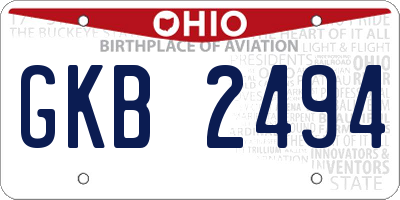 OH license plate GKB2494