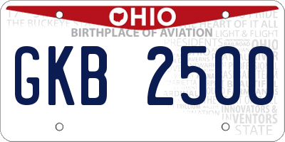 OH license plate GKB2500