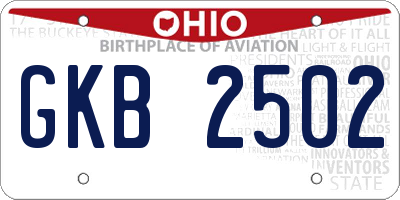 OH license plate GKB2502