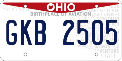 OH license plate GKB2505