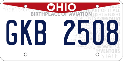 OH license plate GKB2508