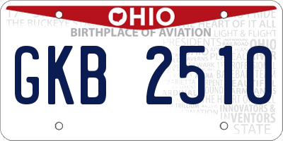 OH license plate GKB2510