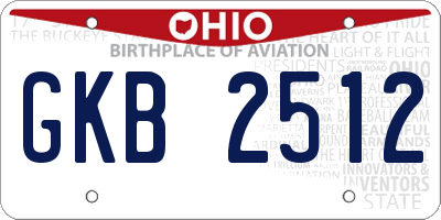 OH license plate GKB2512