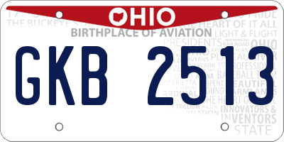 OH license plate GKB2513