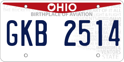 OH license plate GKB2514