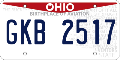 OH license plate GKB2517
