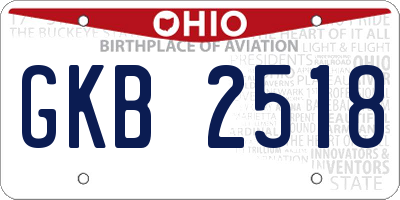 OH license plate GKB2518