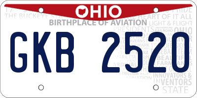 OH license plate GKB2520