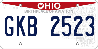 OH license plate GKB2523