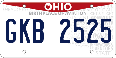OH license plate GKB2525