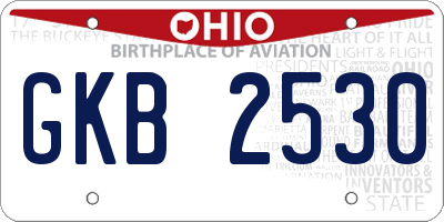 OH license plate GKB2530