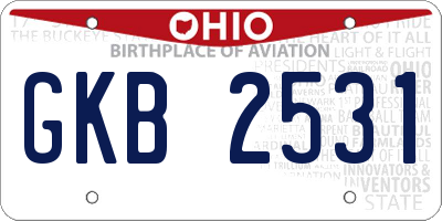 OH license plate GKB2531