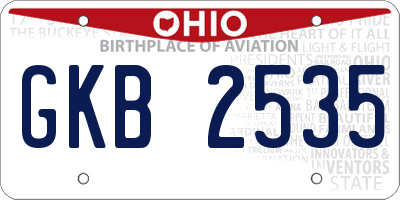 OH license plate GKB2535