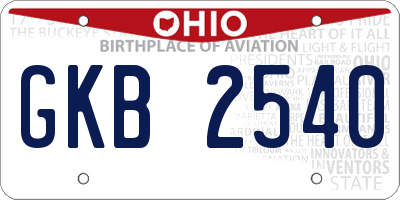 OH license plate GKB2540