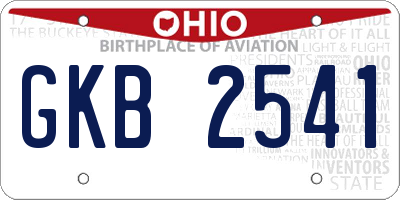 OH license plate GKB2541