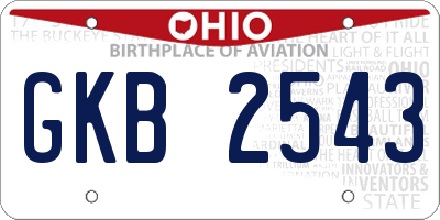 OH license plate GKB2543