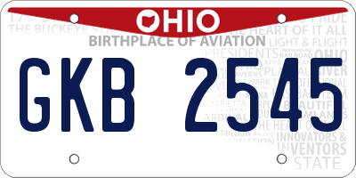 OH license plate GKB2545
