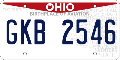 OH license plate GKB2546